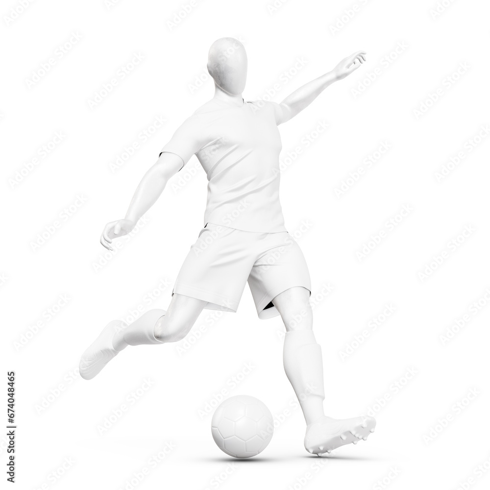 a mannequin with a Men’s Full Soccer Kit in Action isolated on a white background a mannequin with a Men’s Full Soccer Kit in Action isolated on a white background