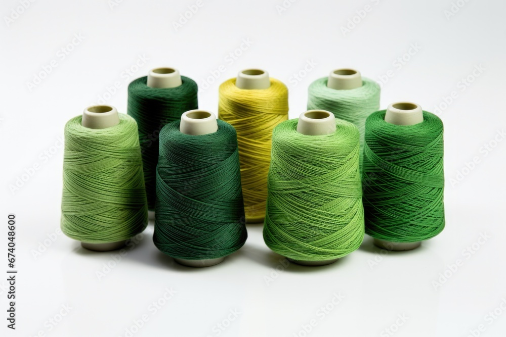 Sewing threads in different colors in white background. AI generated Sewing threads in different colors in white background. AI generated