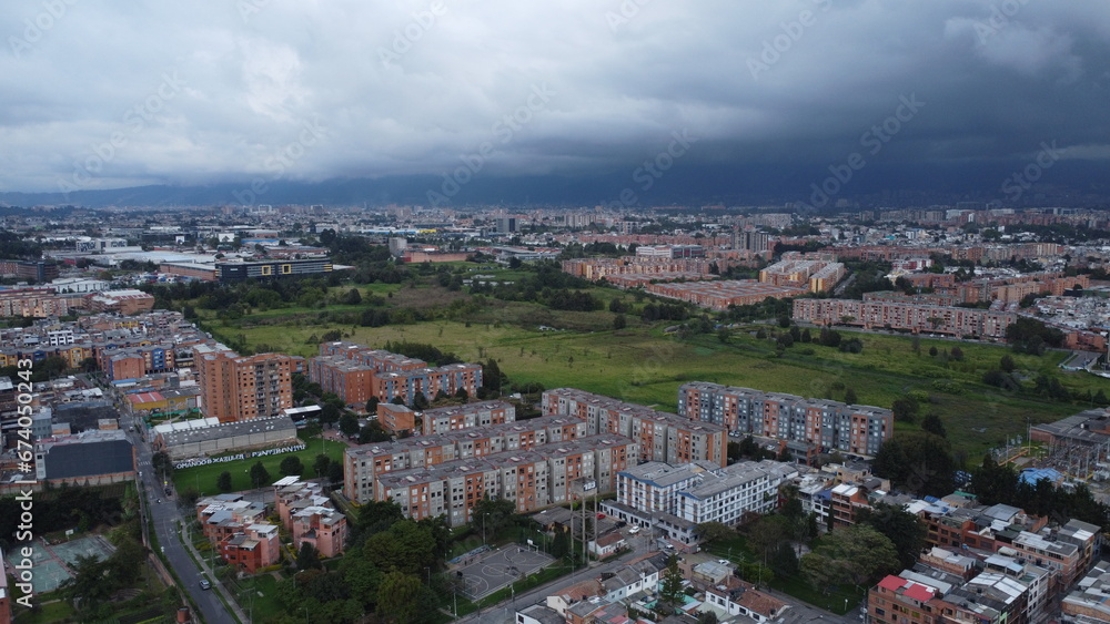 aerial photography of Bogota, neighborhoods and streets