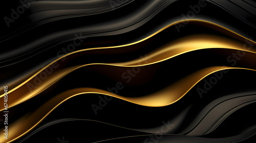 Digital technology green black and gold waves abstract poster web page PPT background