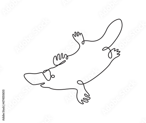 Platypus one continous line. platypus in outline. stock illustration