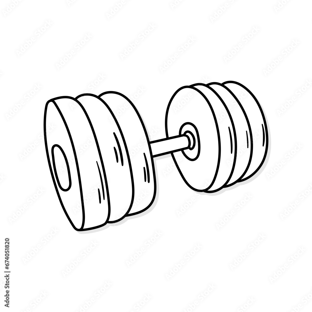 Dumbbell vector icon in doodle style. Symbol in simple design. Cartoon object hand drawn isolated on white background. Dumbbell vector icon in doodle style. Symbol in simple design. Cartoon object hand drawn isolated on white background.