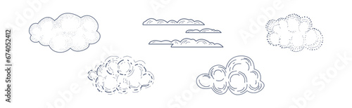 Linear Fluffy Cloud Scudding the Sky Vector Set