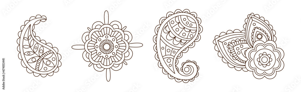 Fototapeta premium Paisley Pattern and Traditional Oriental Ornament Vector Set