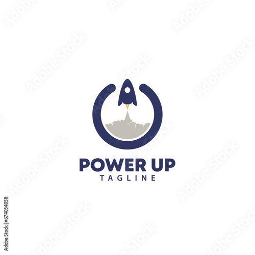 Power Up, Rocket with upward direction Logo Symbol Design Template Flat Style Vector