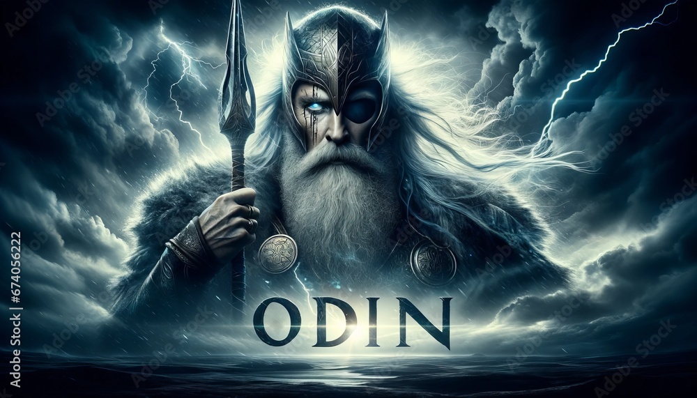 Odin - The nordic god of wisdom in gold and blue
 - obrazy, fototapety, plakaty 