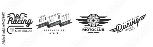 Racing Club and Motorcycle Ride Logo and Emblem Vector Set