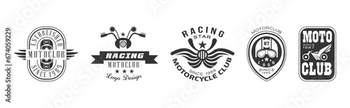Racing Club and Motorcycle Ride Logo and Emblem Vector Set