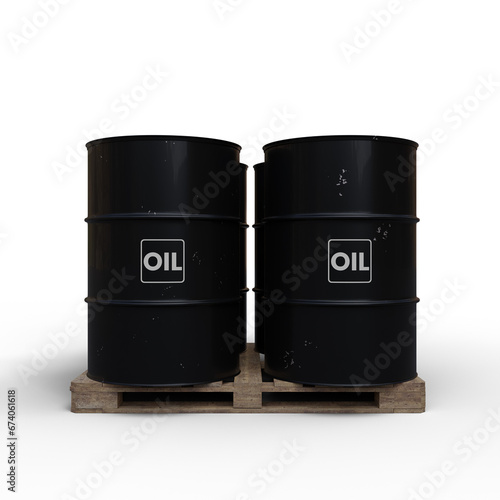 Fotografia Black Oil Barrels Or Chemical Drums Stacked up With Transparent Background
