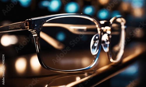 Glasses, Eyeglasses Optical Store, Fashion eyewear at night market, Colorful glasses, Glasses on shelf, Glasses in optical store shopping mall (Selective Focus)