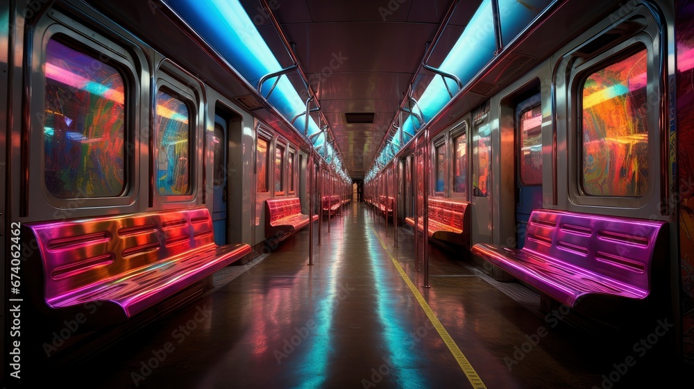 subway train at night