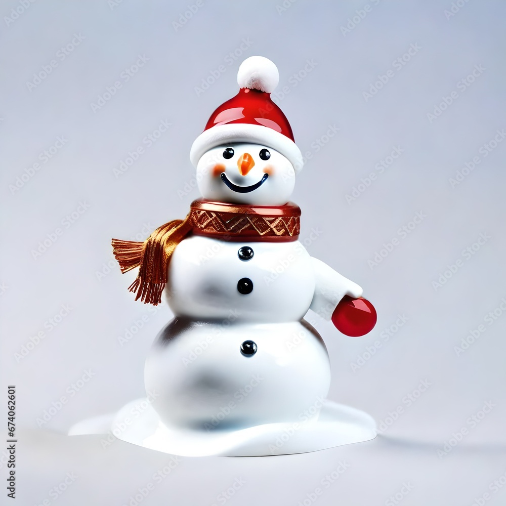 A ceramic snowman figure figurine decoration
