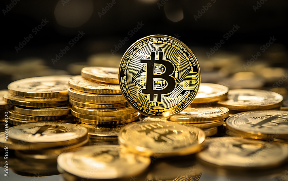 cryptocurrency mining technology, gold coins, bitcoin symbol, financial graph hologram, Golden bitcoin coins, virtual currency, advertising banner cryptocurrency mining technology, gold coins, bitcoin symbol, financial graph hologram, Golden bitcoin coins, virtual currency, advertising banner