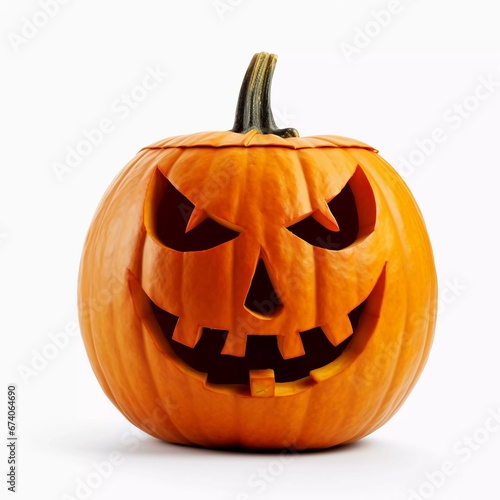 Halloween pumpkin fruit on isolated white background