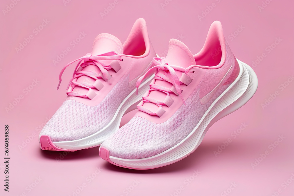 Modern, fashionable, women's sneakers in pink.