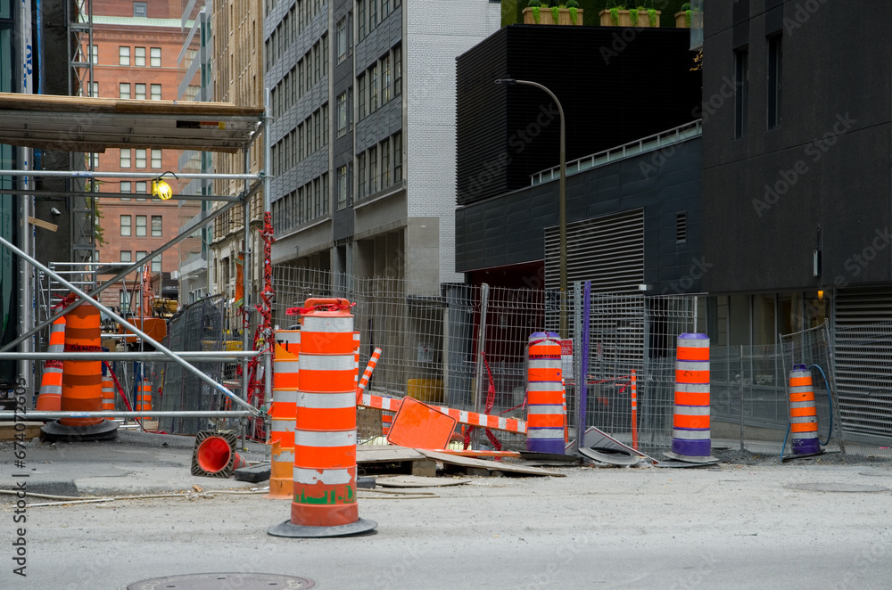 Fototapeta premium Street under Construction in Montreal Quebec