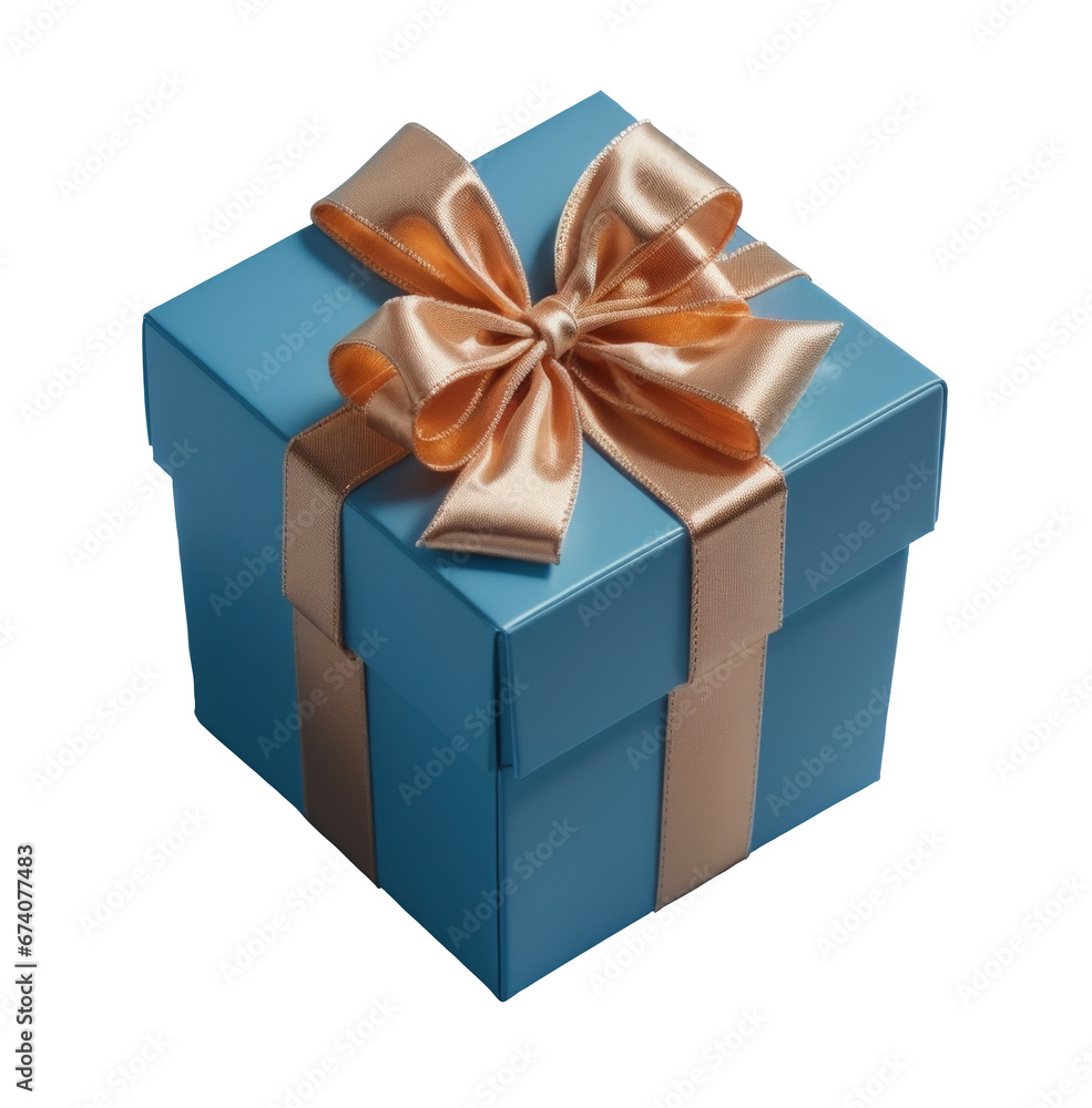 blue gift box with golden ribbon isolated on transparent and white background. png blue gift box with golden ribbon isolated on transparent and white background. png
