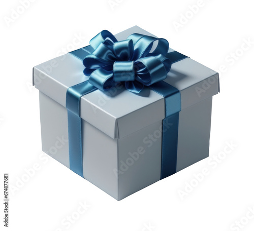 blue gift box with ribbon isolated on transparent and white background. png