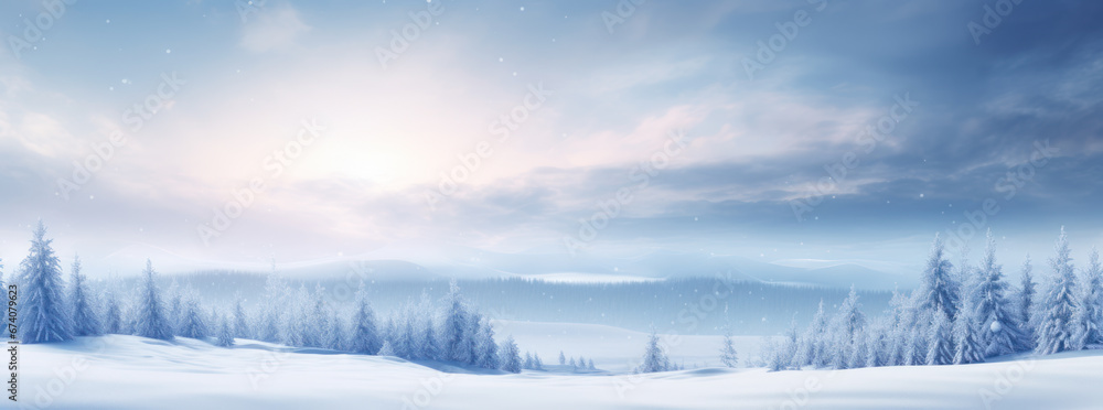 Fototapeta premium Snowy Winter Landscape Wallpaper