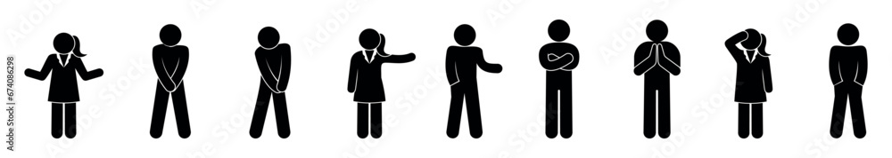 stick figure, man icon, people illustration, isolated human silhouettes