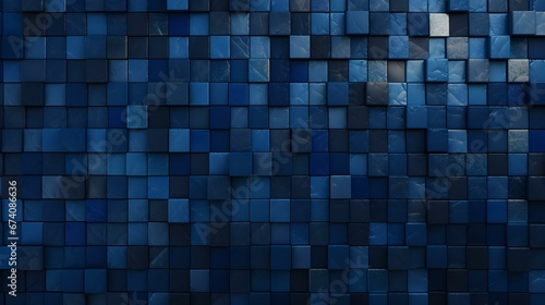 Texture of Mosaic Tiles in navy blue Colors. Rustical Background
