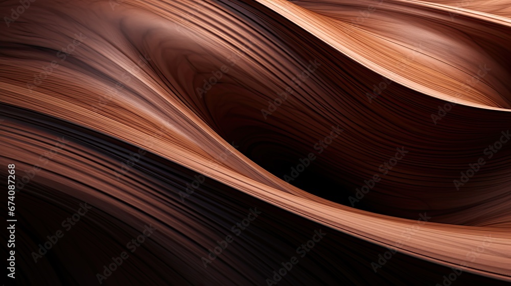 A textured wave pattern on a brown wooden background. Beautiful wooden boards with rounded, detailed, and smooth textures. A textured wave pattern on a brown wooden background. Beautiful wooden boards with rounded, detailed, and smooth textures.