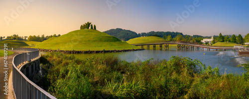 Fototapeta Naklejka Na Ścianę i Meble -  Suncheon Bay National Garden, Bonghwa Hill, and the lake in Suncheon City, South Korea