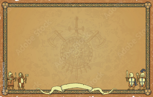 Rectangular Medieval Parchment with Coat of Arms