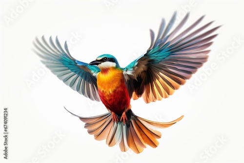 A flying bird isolated against a transparent background. Generative AI © Ginevra