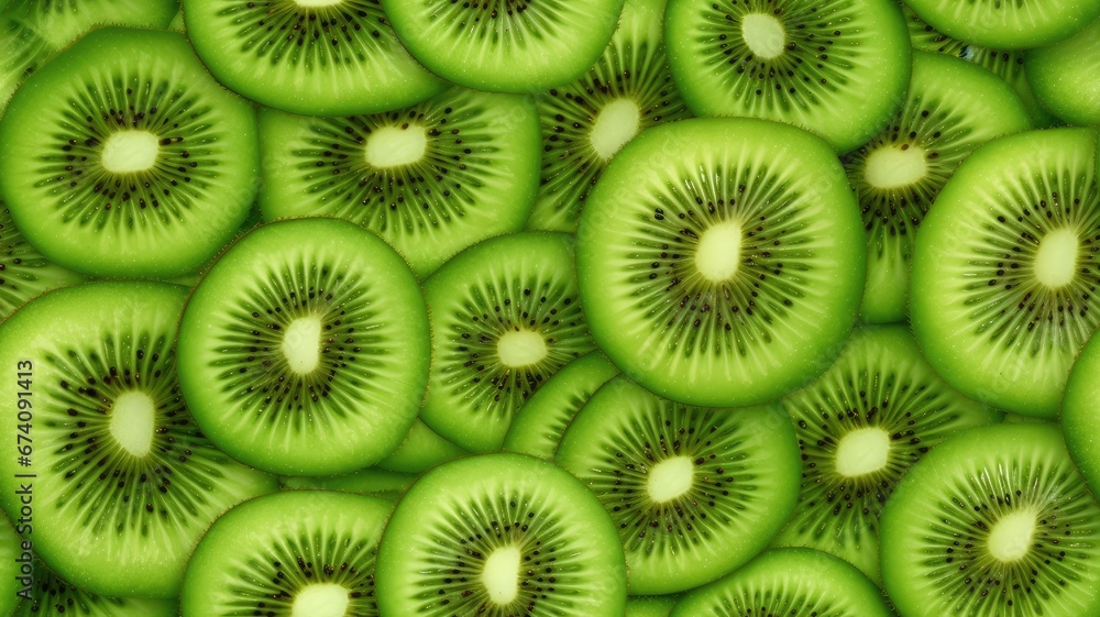 beautifully sliced kiwi forming an eye-catching background, a seamless pattern that highlights the vibrant colors and unique texture of this tropical fruit. SEAMLESS PATTERN. SEAMLESS WALLPAPER. beautifully sliced kiwi forming an eye-catching background, a seamless pattern that highlights the vibrant colors and unique texture of this tropical fruit. SEAMLESS PATTERN. SEAMLESS WALLPAPER.