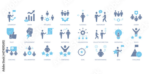 Leadership icons set. Set of editable stroke icons.Vector set of Leadership