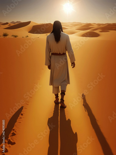  jesus waliking on a holy place  desert ancient desert temple church