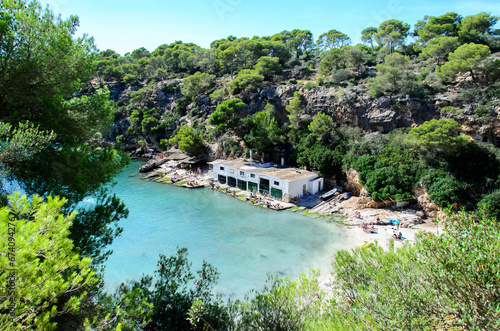 beautiful sandy beach in the south of mallorca on a sunny summer day