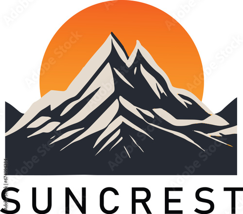 Illustration of mountain landscape, logo