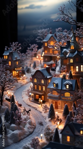 toy village with illumination on Christmas Eve.
