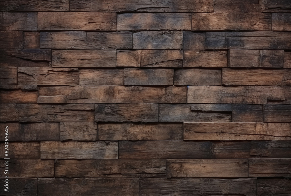 Naklejka premium Dark tiled wood wall background