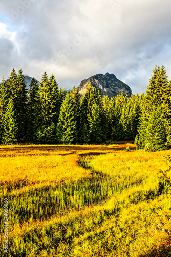 View of mountain landscape. Beautiful mountain landscape in autumn. HDR Image  High Dynamic Range .