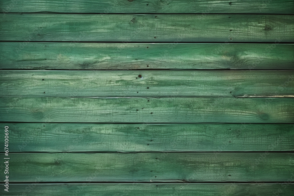 Fototapeta premium Vintage wood background - old green color wooden plank