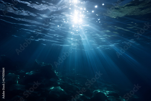 under water  Deep Water  Blue Sun light  wave underwater  Abstract Fractal waves  deep ocean wide nature background