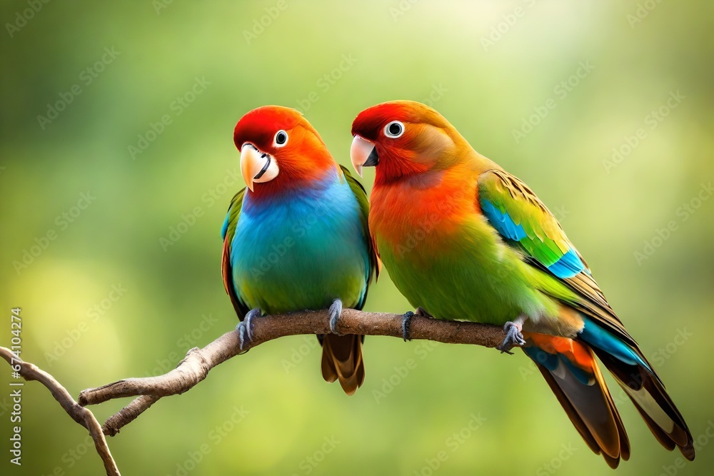 love birds pair with natural background -