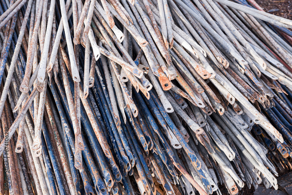 The pile of scrap iron left over from the construction The pile of scrap iron left over from the construction