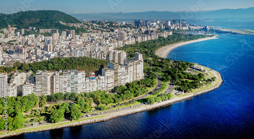 Aerial view of the Flamengo Beach and part of the Guanabara Bay, Rio de Janeiro, Brazil, Dec. 2019 photo