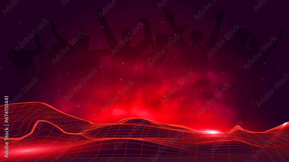 Layout Background Light Red dark background with organic red lights, in retro wave style, red neon ...