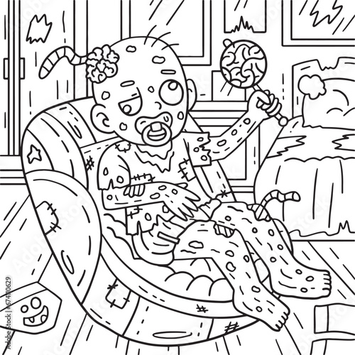 Zombie Baby Coloring Pages for Kids