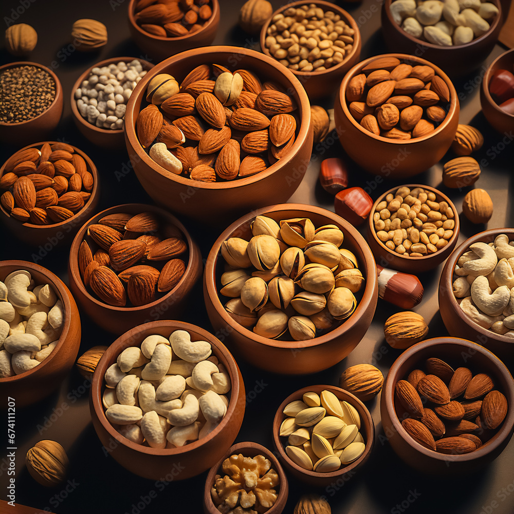 Image of many nuts closed-up Image of many nuts closed-up