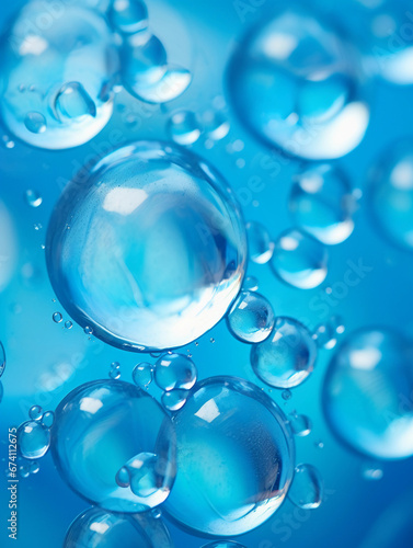 Macro of bubbles in ice, abstract, cold blue tones, sense of frozen time