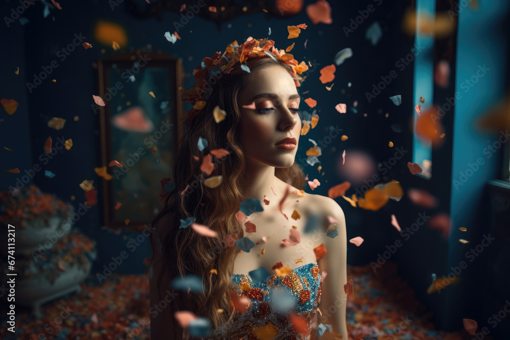 Bride beautiful confetti, AI generated Bride beautiful confetti, AI generated