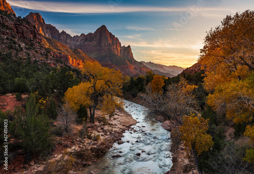 The Watchman in Utah's Zion National Park at sunset