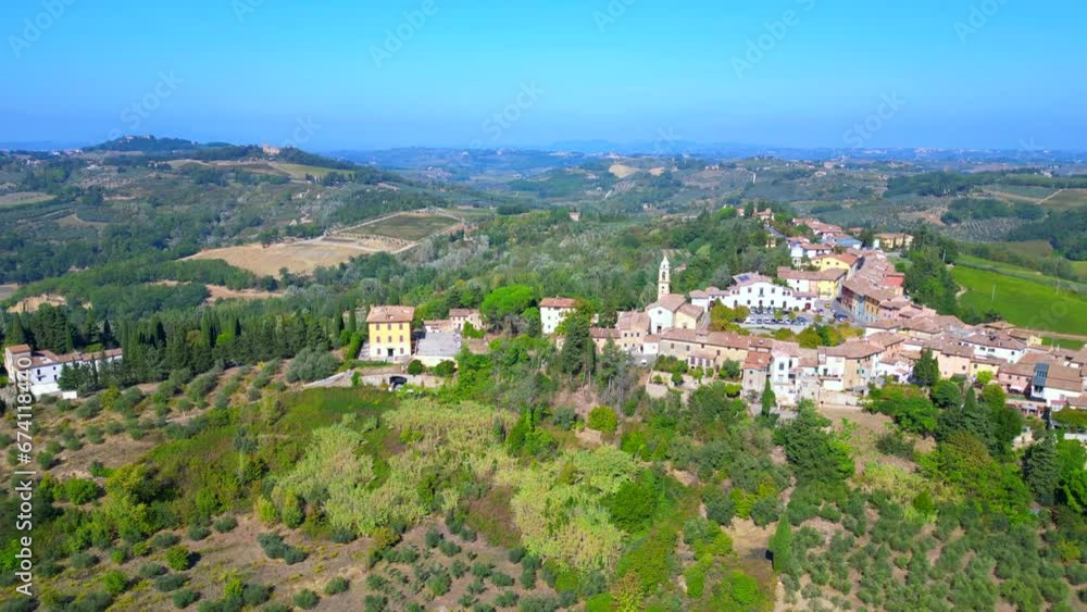 Best aerial top view flight drone. Tuscany quaint hill Village Winery farmer Best aerial top view flight drone. Tuscany quaint hill Village Winery farmer