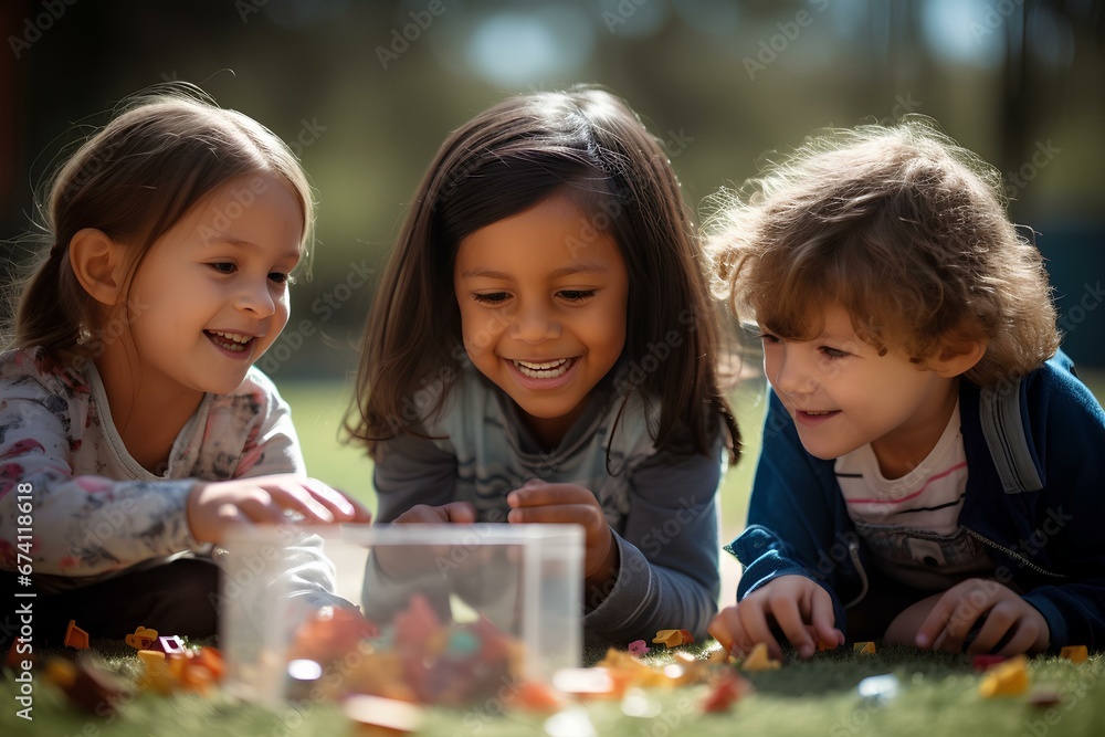 diversity children playing together. generative AI diversity children playing together. generative AI